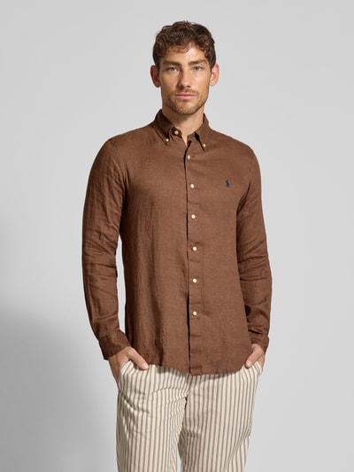 Polo Ralph Lauren Regular fit linnen overhemd met button-downkraag Middenbruin - 4