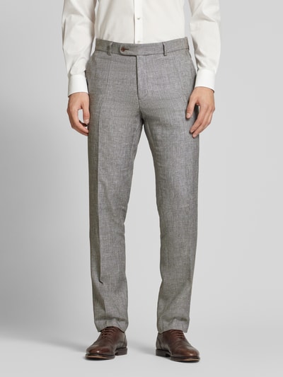 Carl Gross Slim fit pantalon met persplooien Middenbruin - 4