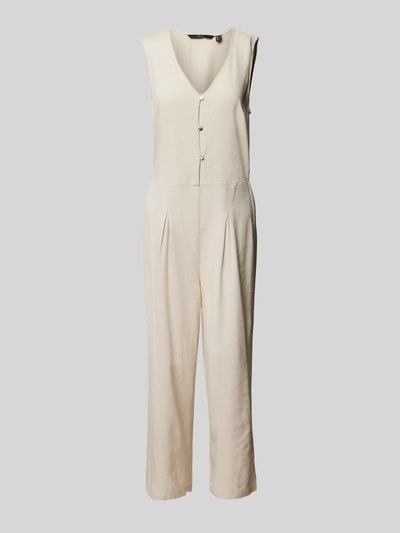 Vero Moda Jumpsuit met korte knoopsluiting, model 'MYMILO' Taupe - 2