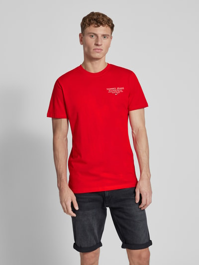 Tommy Jeans T-shirt met labelprint Rood - 4