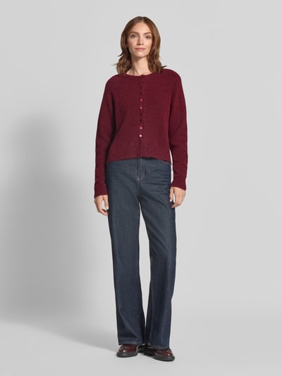 ICHI Regular fit gebreid jack van wolmix model 'SAGE' Bordeaux - 1