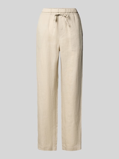 ECOALF Regular fit linnen broek met tunnelkoord, model 'INDIALF' Beige - 2