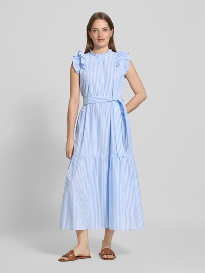 LOLLYS LAUNDRY Midikleid mit Bindegürtel Modell 'Harriet' Blau 4
