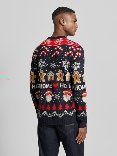 Lindbergh Strickpullover im Allover-Look Modell 'Santa' Dunkelblau 5