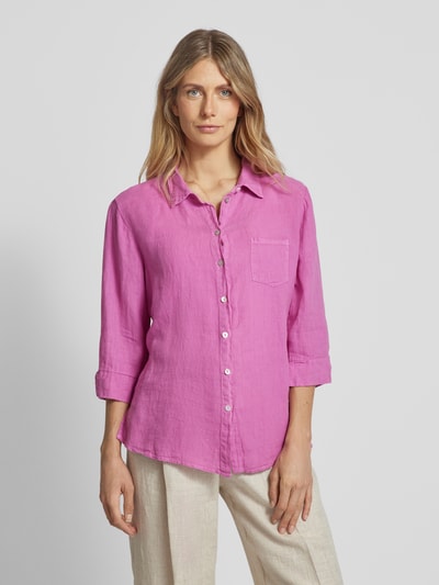 Heartkiss Linnen blouse met borstzak Fuchsia - 4