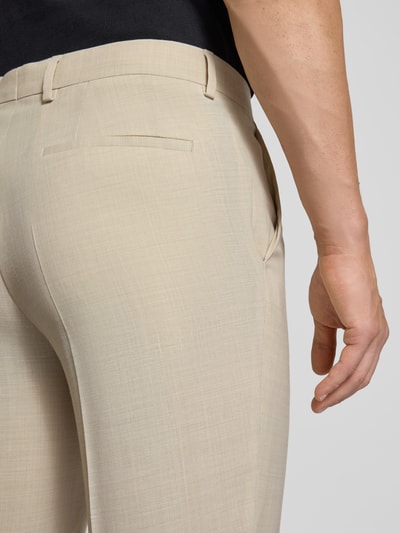 BOSS Slim Fit Anzughose aus Schurwoll-Mix mit Leinen-Anteil Modell 'Leon' Offwhite 3