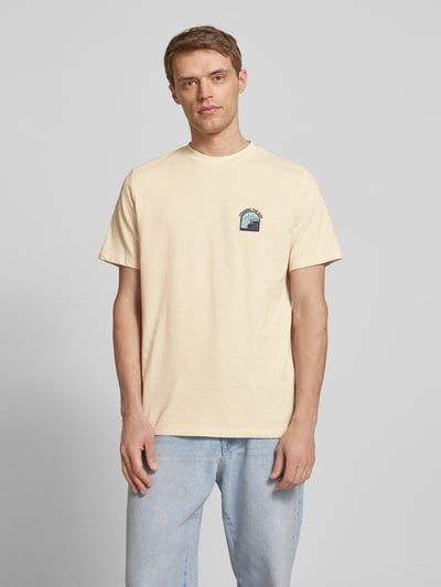 Blend T-Shirt mit Motiv- und Statement-Stitching Modell 'JOBBE' Sand 4