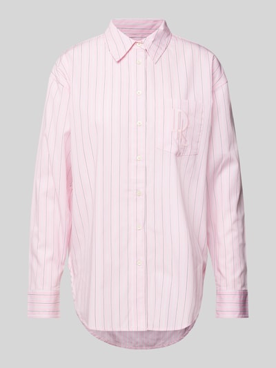 Lauren Ralph Lauren Bluzka koszulowa z bawełny woskowanej ze wzorem w paski Mocnoróżowy 2