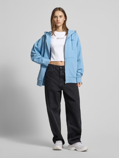 Hugo Blue Cropped Longsleeve mit Rundhalsausschnitt Modell 'Della' Weiss 1