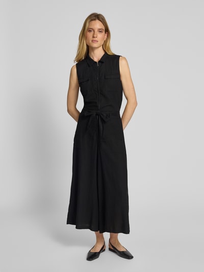 Soyaconcept Jumpsuit aus Leinen-Mix mit Troyer-Kragen Modell 'INA' Black 4