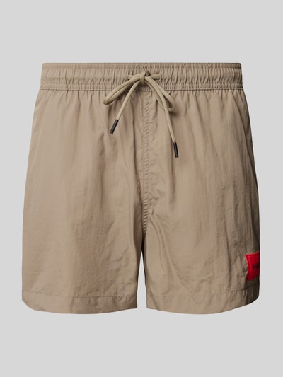 HUGO Regular Fit Badeshorts mit Label-Patch Modell 'DOMINICA' Mittelbraun 1