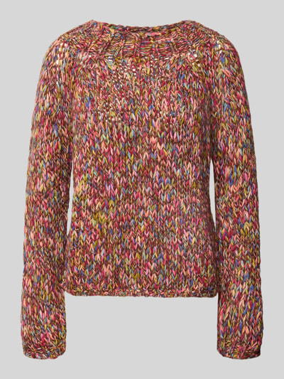Produktfoto, Regular Fit Pullover mit schurwoll-aandeel in tricotlook van Rich & Royal, dames, elastische materiaalmix, veelkleurig garen, ronde hals, ruglengte maat S 60 cm, mouwlengte maat S 67 cm