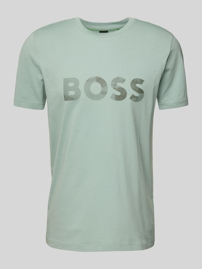 BOSS Green T-shirt met logoprint en ronde hals Mintgroen - 2
