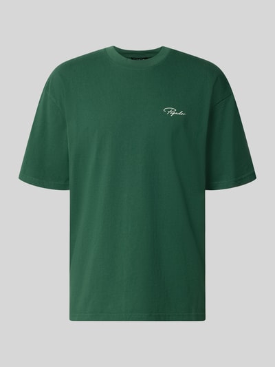 Produktfoto, Oversized T-Shirt aus reiner Baumwolle Modell 'Pike' von Pegador, zielona bawełna, dekolt okrągły, logo, rozmiar M długość 71 cm
