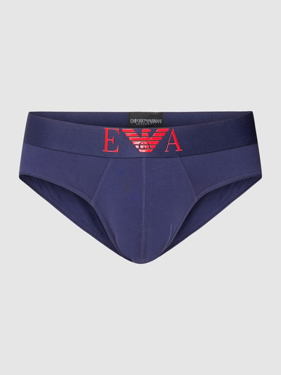 Emporio Armani Slip mit Label-Print Modell 'SHINY BIG LOGO' Dunkelblau 2