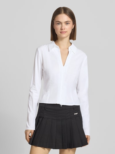 REVIEW Schmal geschnittene Bluse mit Zweiwege-Reißverschluss Weiss 4