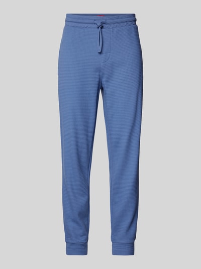 HUGO Relaxed Fit Sweatpants mit Strukturmuster Modell 'Austin' Jeansblau 2