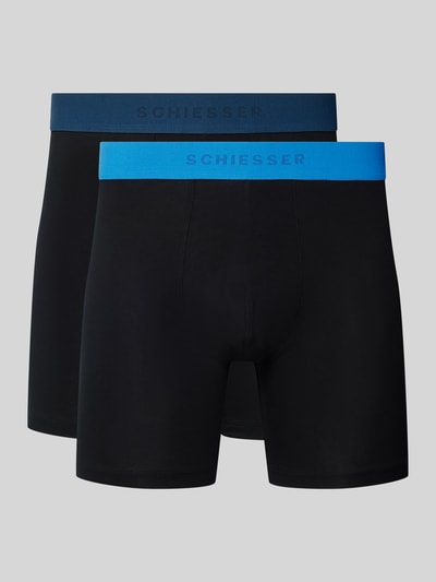 Schiesser Boxershort met elastische band met label in een set van 2 stuks Bleu - 1