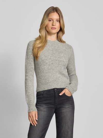 Drykorn Strickpullover mit gerippten Abschlüssen Hellgrau Melange 4