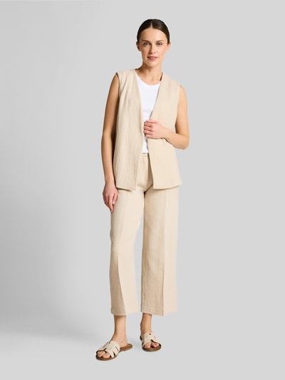 Tom Tailor straight leg culotte van mix van katoen en linnen Zand - 1