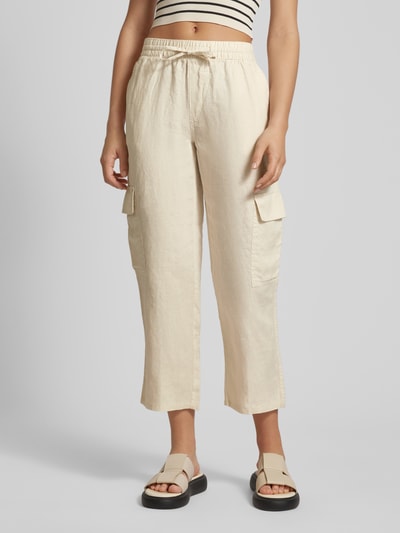 Christian Berg Woman Linnen broek met cargozakken Beige - 4