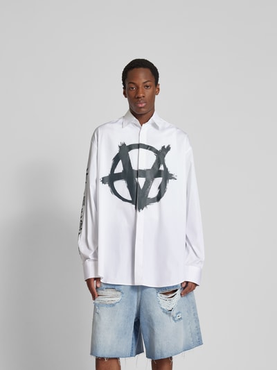 VETEMENTS Oversized Freizeithemd mit Label-Print Weiss 4