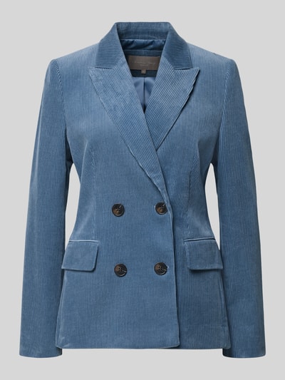 Produktfoto, Regular Fit Blazer aus Cord von Christian Berg Woman Selection in Blau, doppelreihige Knopfleiste, Reverskragen, Pattentaschen