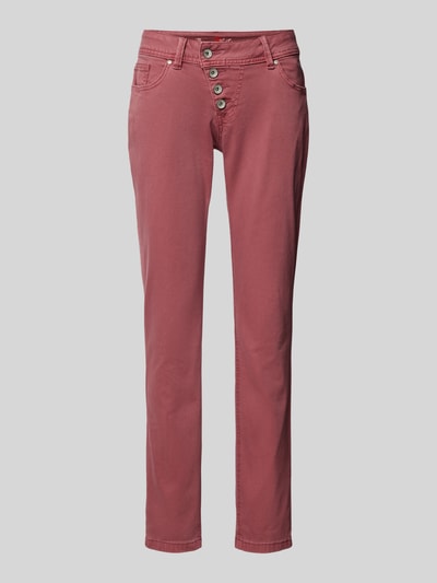 Buena Vista Slim fit jeans met asymmetrische knoopsluiting, model 'Malibu' Rood - 2