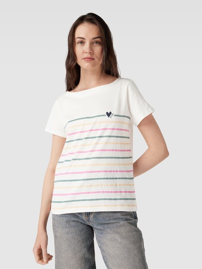 TOM TAILOR Herren T-Shirt Mit Print – Basic Shirt In Off White, Regular Fit