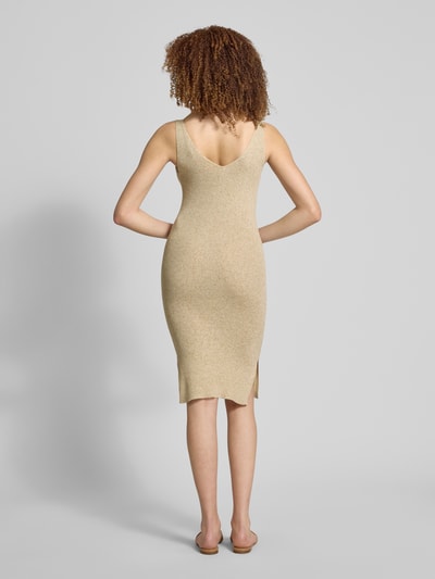 Only Eng anliegendes Strickkleid mit Leinen-Anteil Modell 'LINA' Beige 5
