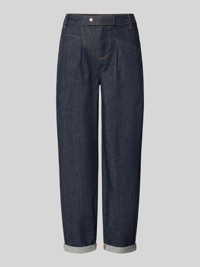 Produktfoto, dunkelblaue Regular Fit Barrel Jeans aus Baumwoll-Mix Modell 'Studio Pants' von Buena Vista mit heller Nahtstruktur, Damen Barrel Jeans von Buena Vista.