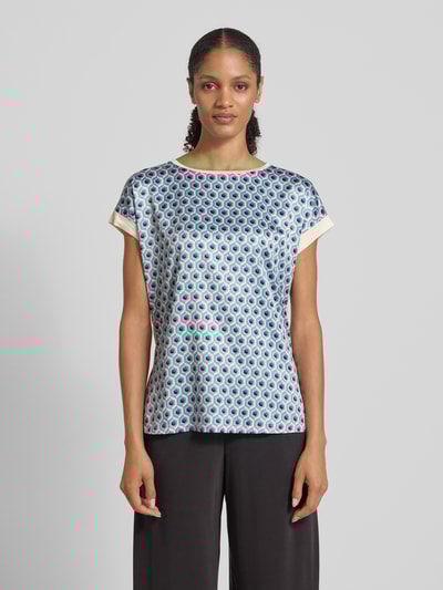 Christian Berg Woman T-shirt in all-over look met ronde hals Aquablauw - 4