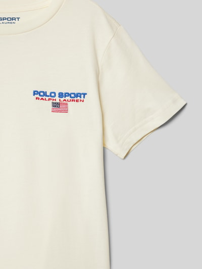 Polo Sport T-Shirt mit Label-Stitching Ecru 2