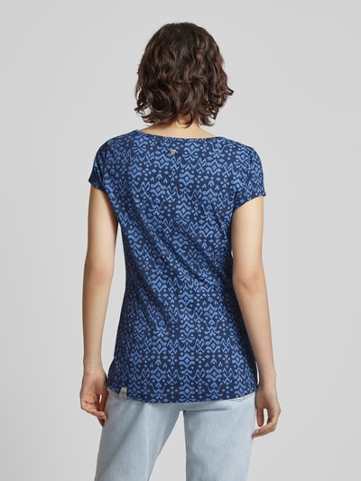 Ragwear T-shirt met all-over motief, model 'Mintt' Marineblauw - 5