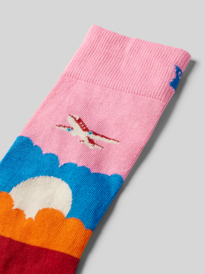 Happy Socks Socken mit Motiv-Stitching Modell 'Airplane' Pink 2