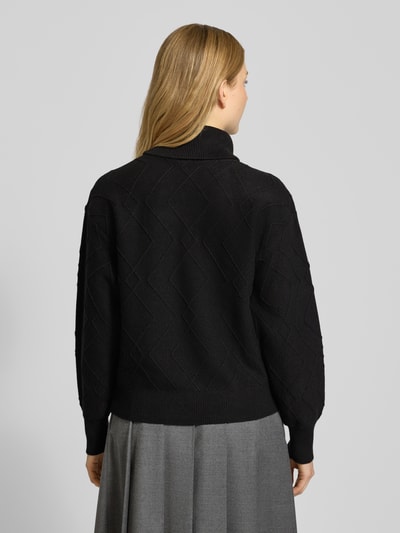 FREE/QUENT Sweter z dzianiny z prążkowanymi wykończeniami model ‘Saturn’ Czarny 5