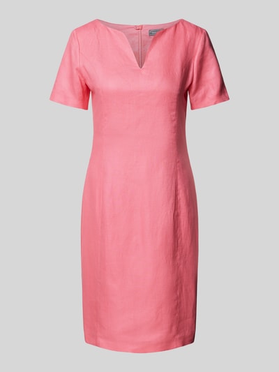 WHITE LABEL Knielanges Kleid mit V-Ausschnitt Pink 2