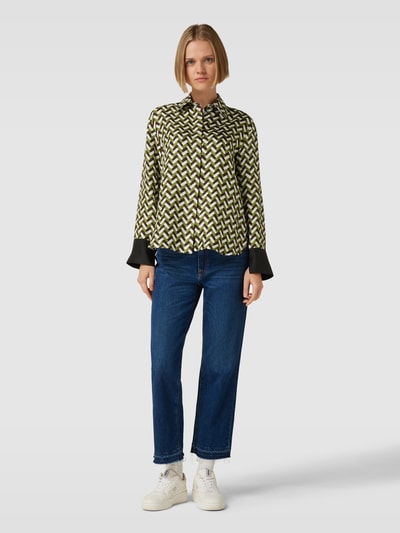 MaxMara Leisure Overhemdblouse van zijde met all-over motief, model 'PROCIDA' Appeltjesgroen - 1