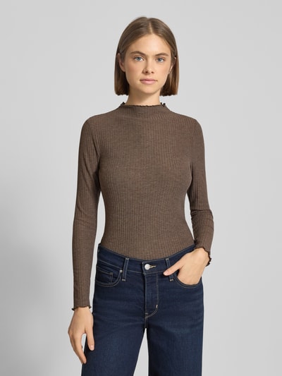 Only Comfort Fit Langarmshirt mit Viskose-Anteil Modell 'EMMA' Schlamm Melange 4