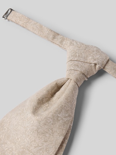 Productfoto, Krawatten-Set met pochet in geschenkdoos van Wilvorst, beige tinten, florale allover-stitching, katoenmix materiaal