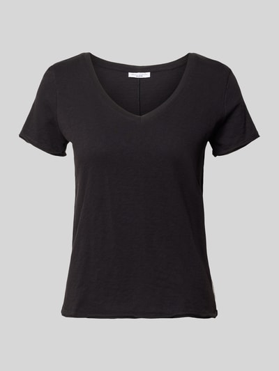 Produktfoto, Boxy Fit T-Shirt aus reiner Baumwolle von Marc O'Polo Denim, Optik: Unifarben, V-Ausschnitt, Kurzarm, Rollsaum, Feinstrick.