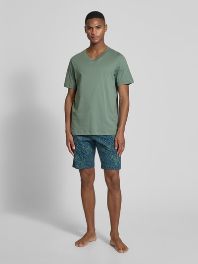 Schiesser Regular fit korte broek met elastische band Olijfgroen - 1