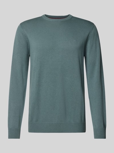 Christian Berg Men Gebreide pullover met wol en ronde hals Metallic turquoise - 1