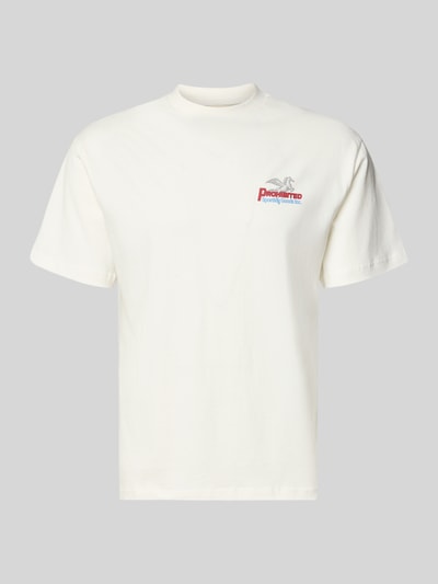 Produktfoto, T-Shirt mit Label-Print und Rundhalsausschnitt von PROHIBITED aus Reine Baumwolle, Regular-Fit, Herren T-Shirt, weiße, glatte Struktur