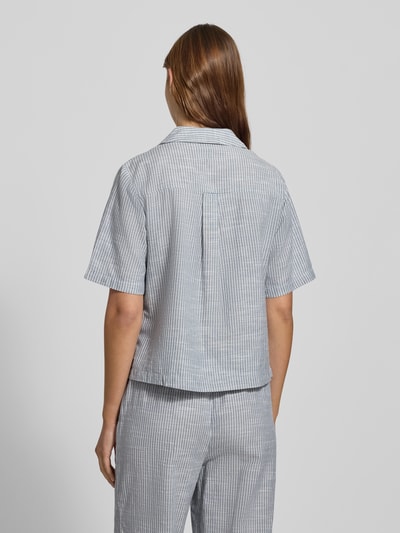 Pieces Regular fit overhemdblouse van een mix van katoen en linnen, model 'PIA' Blauw - 5