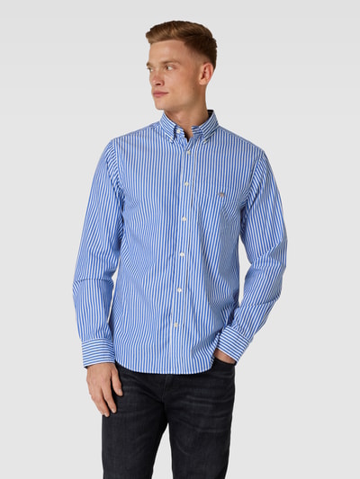 Gant Regular fit vrijetijdsoverhemd met streepmotief, model 'POPLIN' Blauw - 4