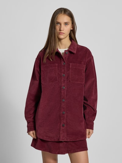 Noisy May Regular Fit Hemdbluse aus Cord mit Brusttaschen Modell 'ALVA' Dunkelrot 4