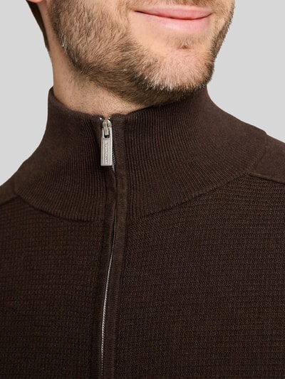 Tom Tailor Regular fit pullover met schipperskraag Donkerbruin - 3