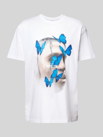 Mister Tee T-shirt z nadrukiem z motywem model ‘LE PAPILLON’ Biały 2