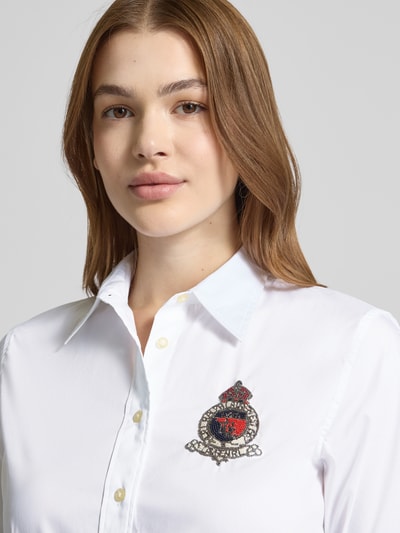 Lauren Ralph Lauren Bluzka koszulowa o kroju slim fit z aplikacją z logo Biały 3